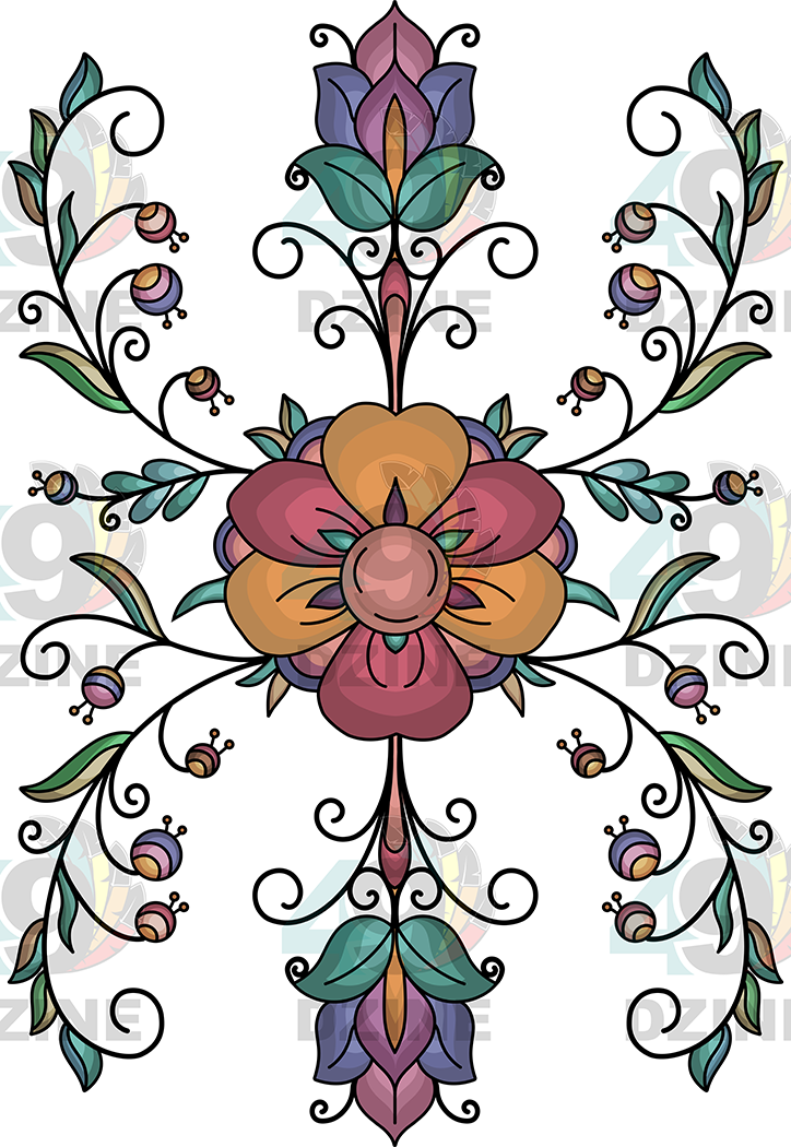 Floral Transfer - Rust & Ember Flower Song Various Sizes