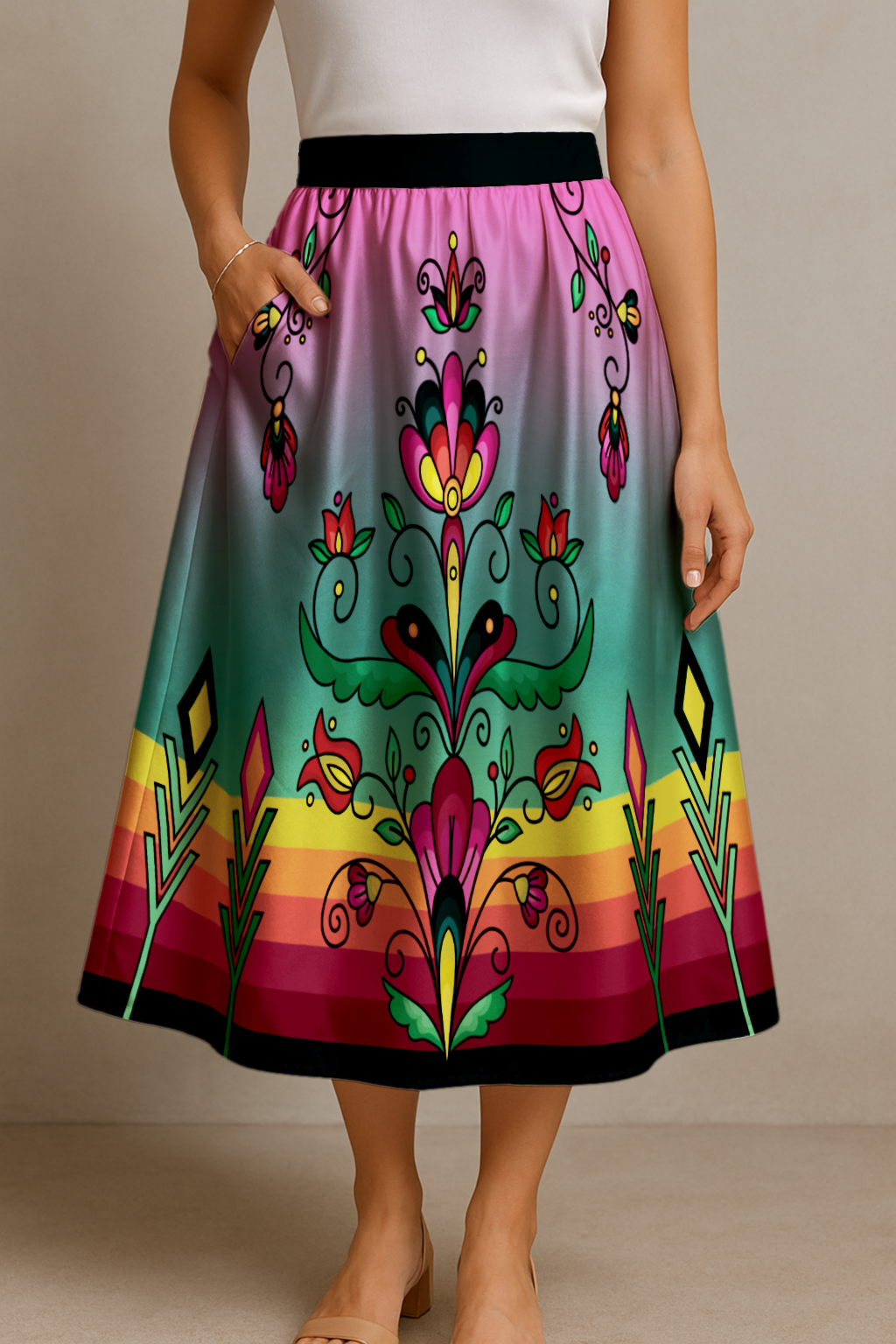 Autumn Kinship Wreath Midi Skirt