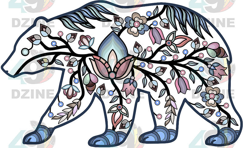 Bear Floral Motif 1-M Various Sizes