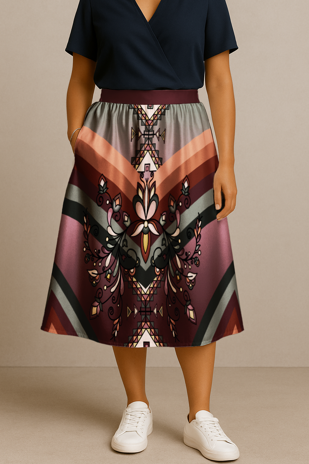 Burnt Sky Petals Midi Skirt