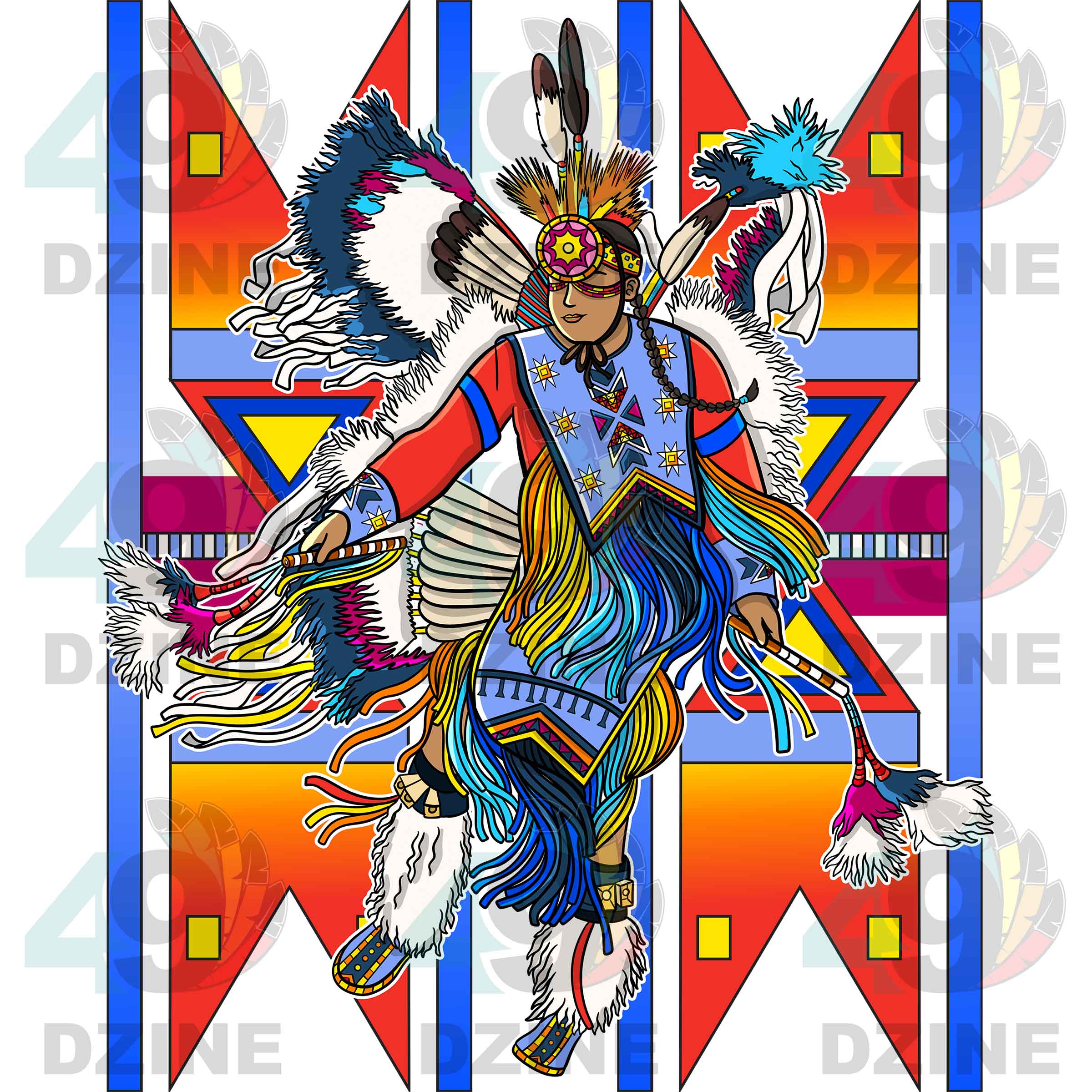Fancy Dancer 5 with Geometric Design Transfer (Various Sizes)