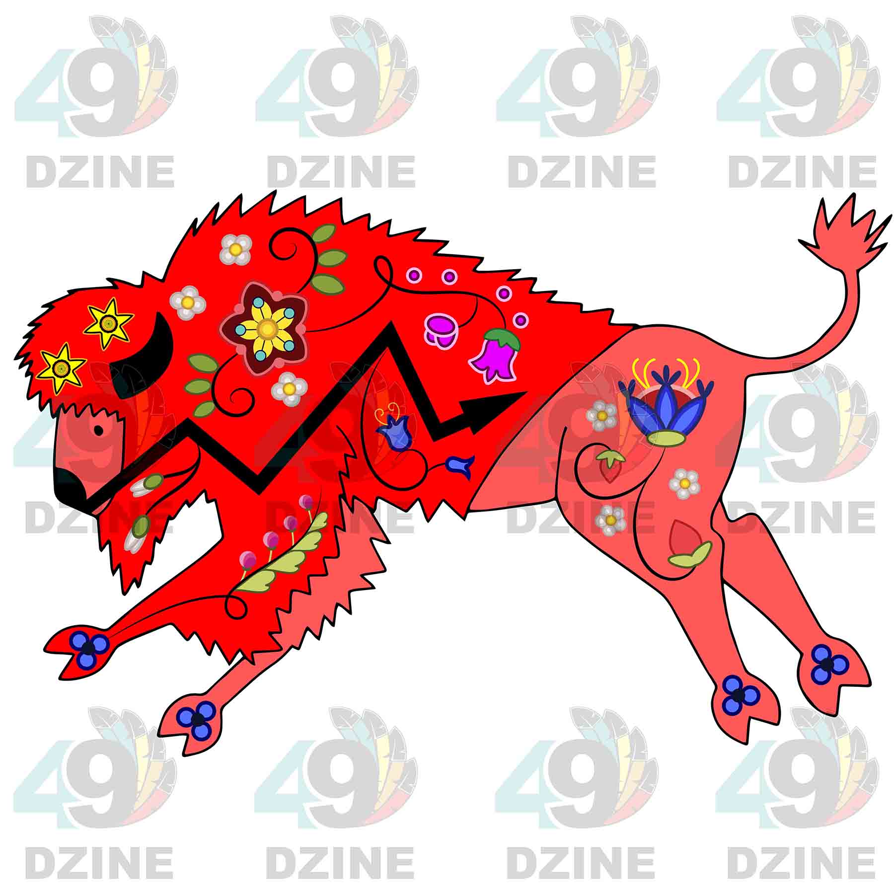 Floral Bison UV Sticker