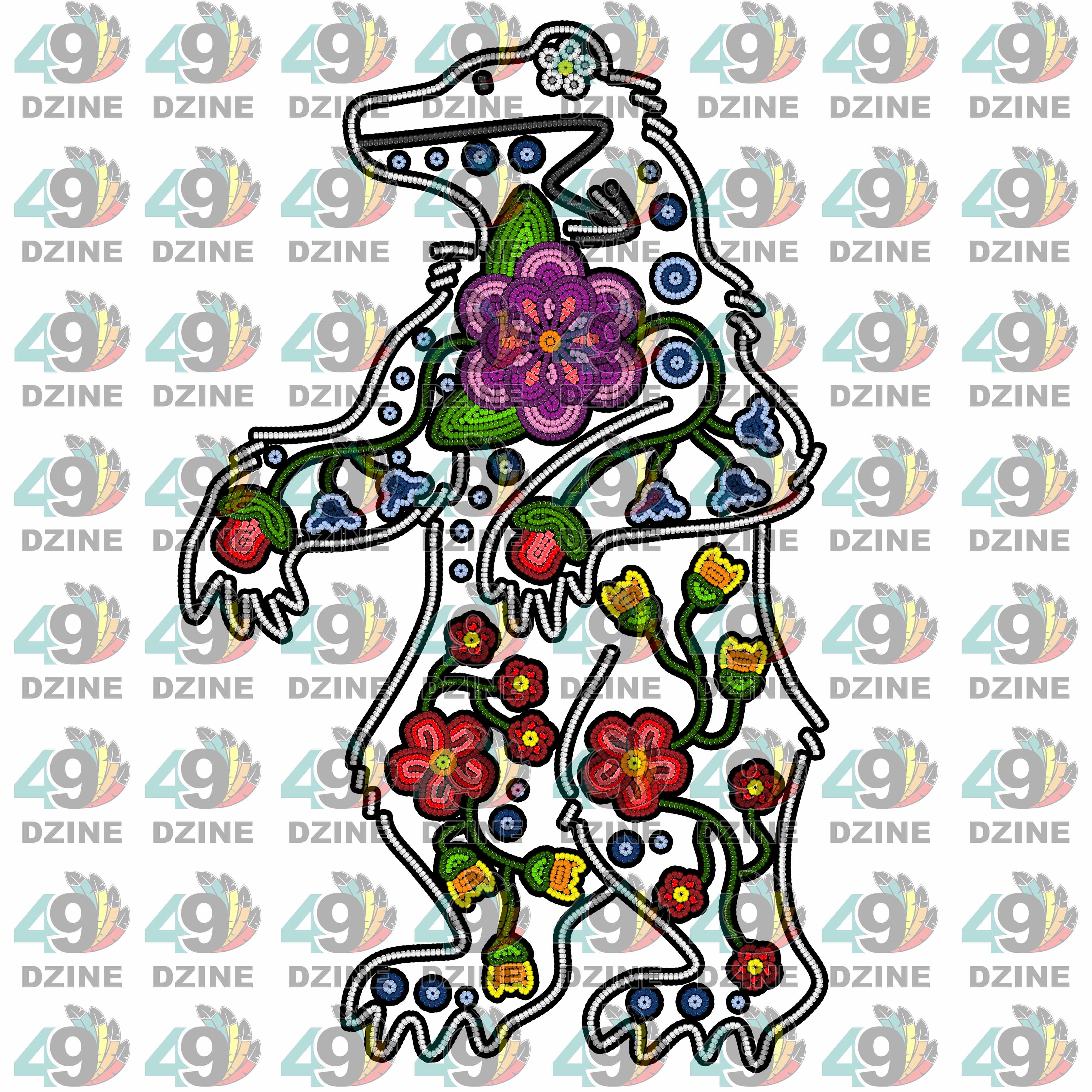 Floral Ledger Bear Standing White UV Sticker