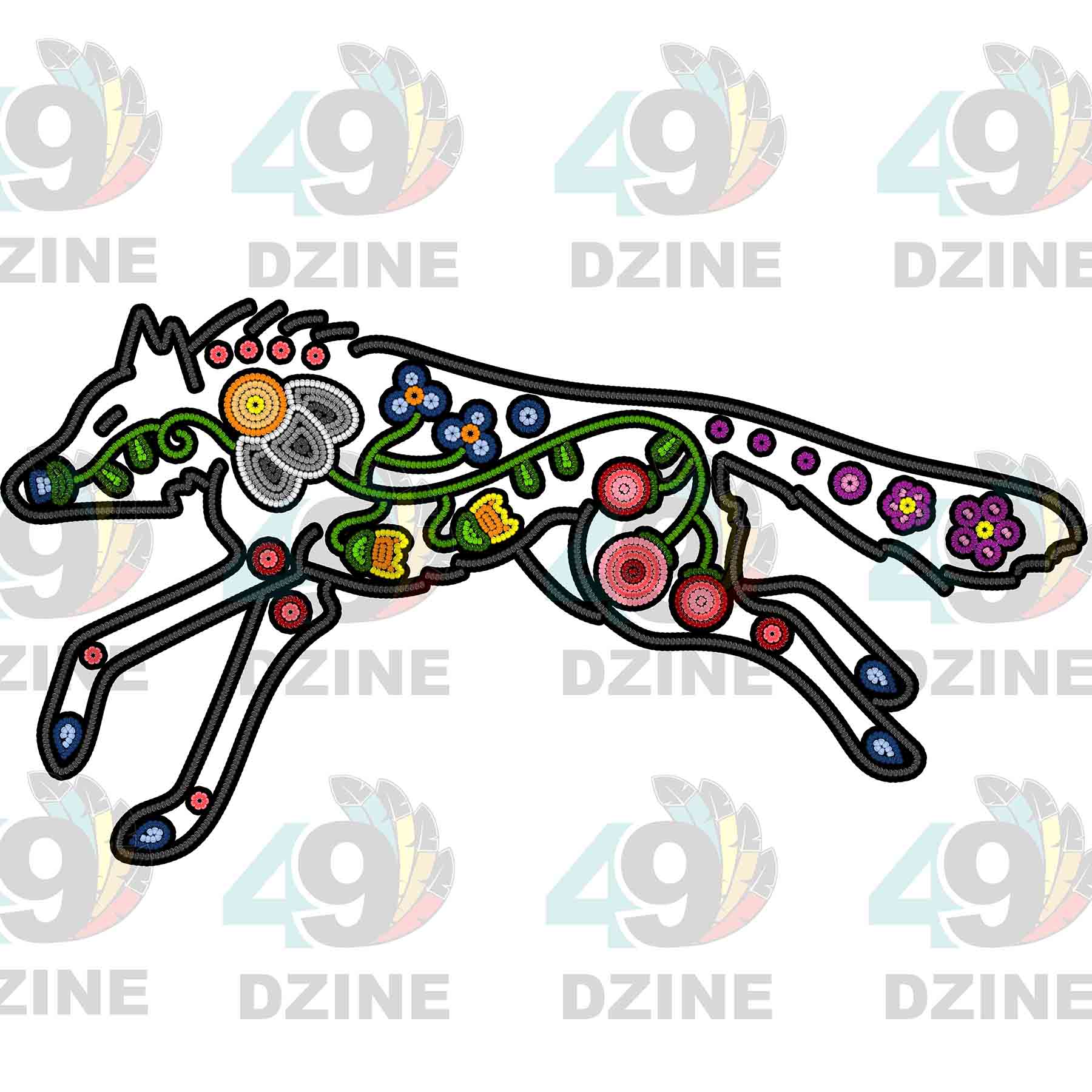 Floral Ledger Wolf 01 UV Sticker