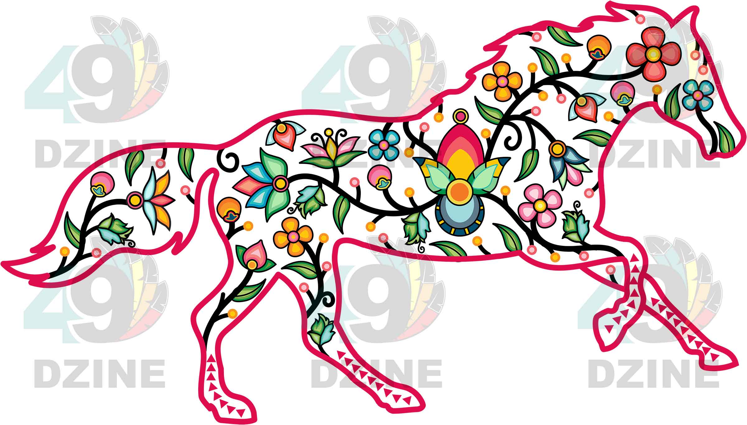 Horse Floral Animals 01 UV Sticker