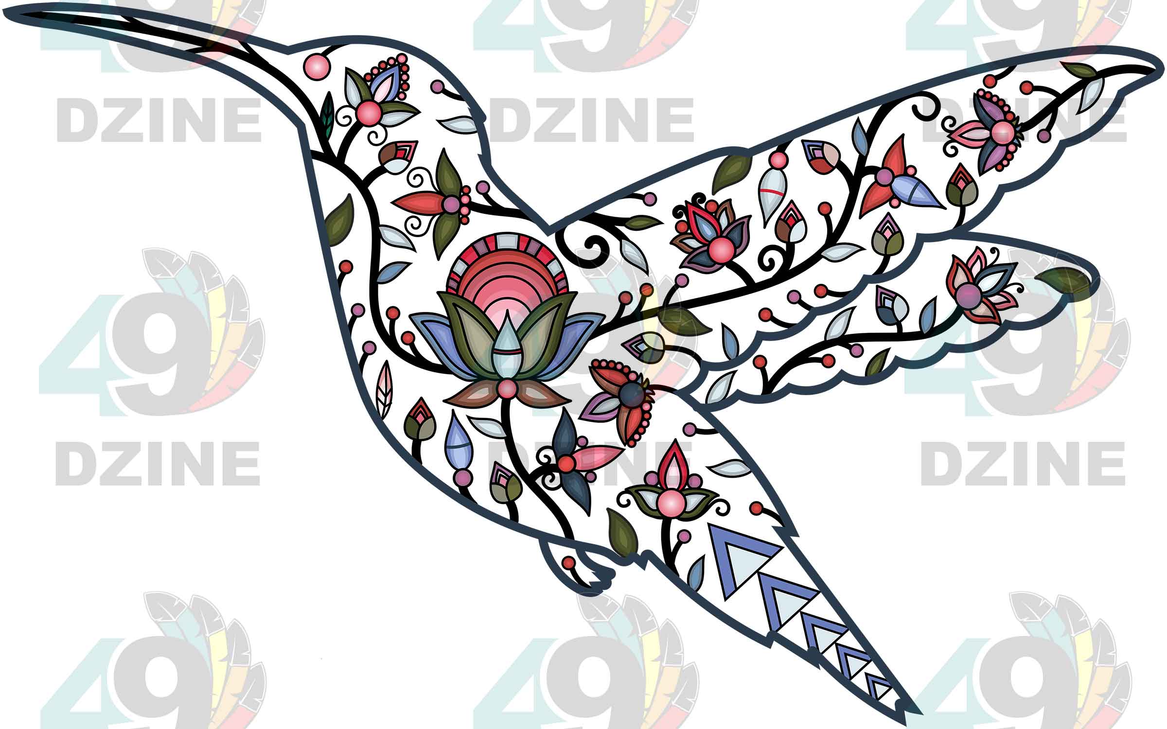Hummingbird Floral Animals 02 UV Sticker
