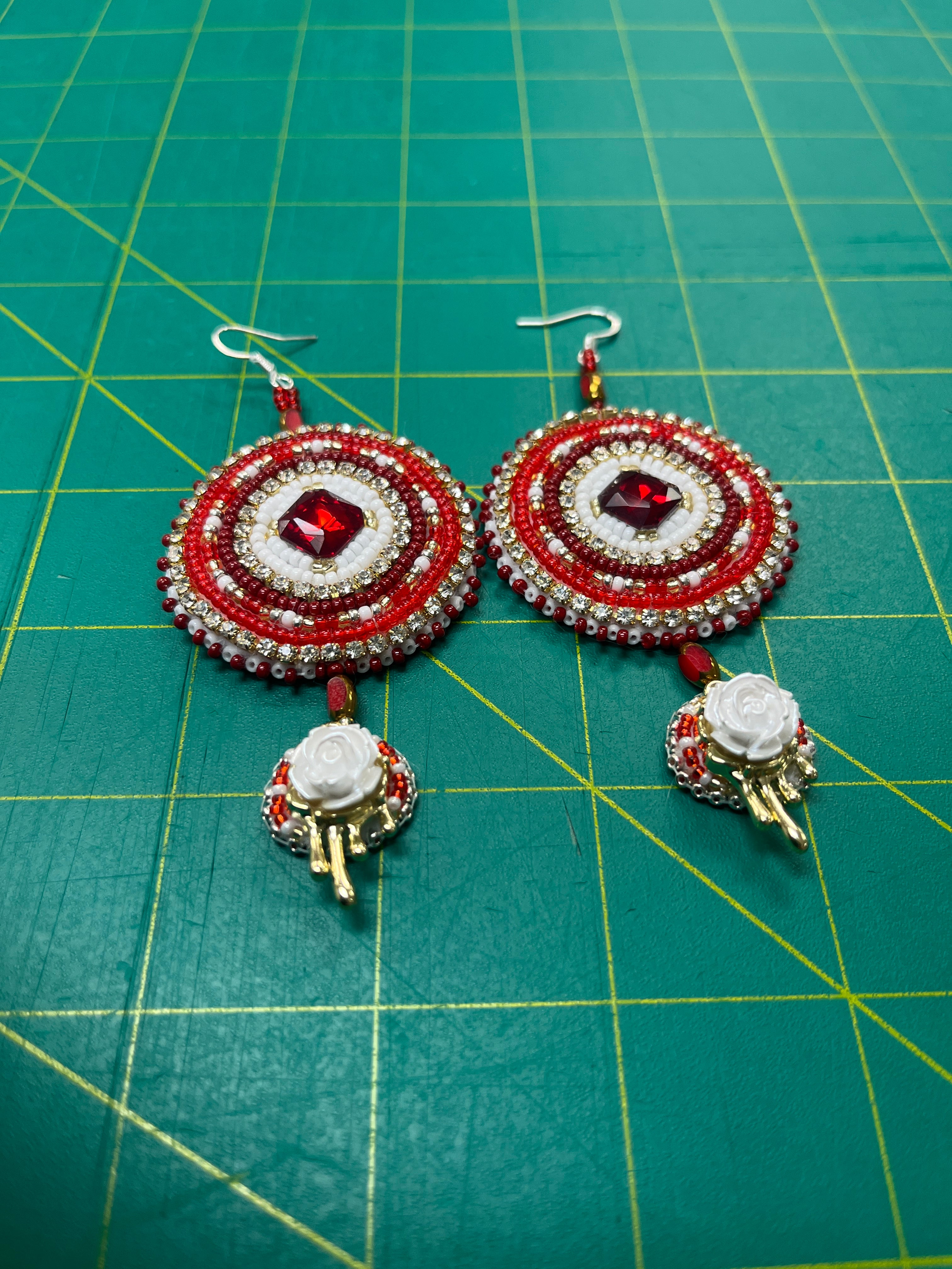BannockBeast Beaded Earrings Blood Rose