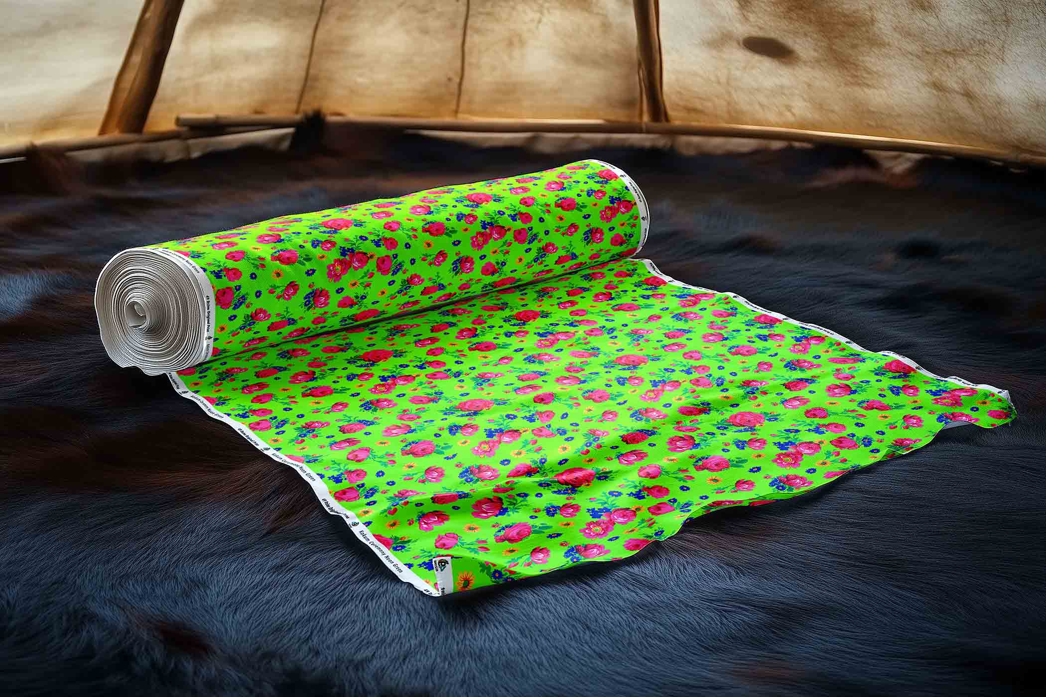 Kokum Ceremony Neon Green Cotton Poplin