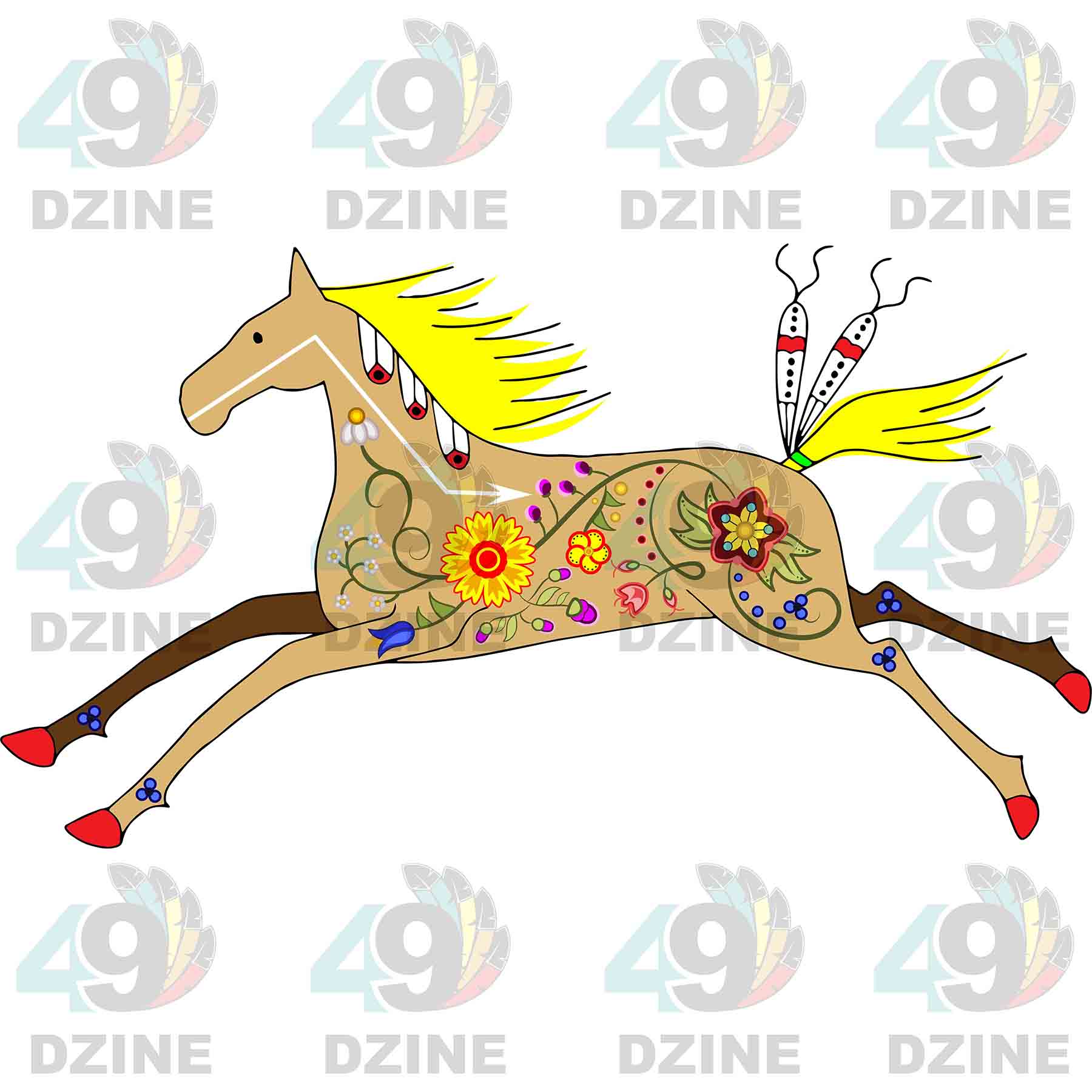 Floral Horse Tan UV Sticker