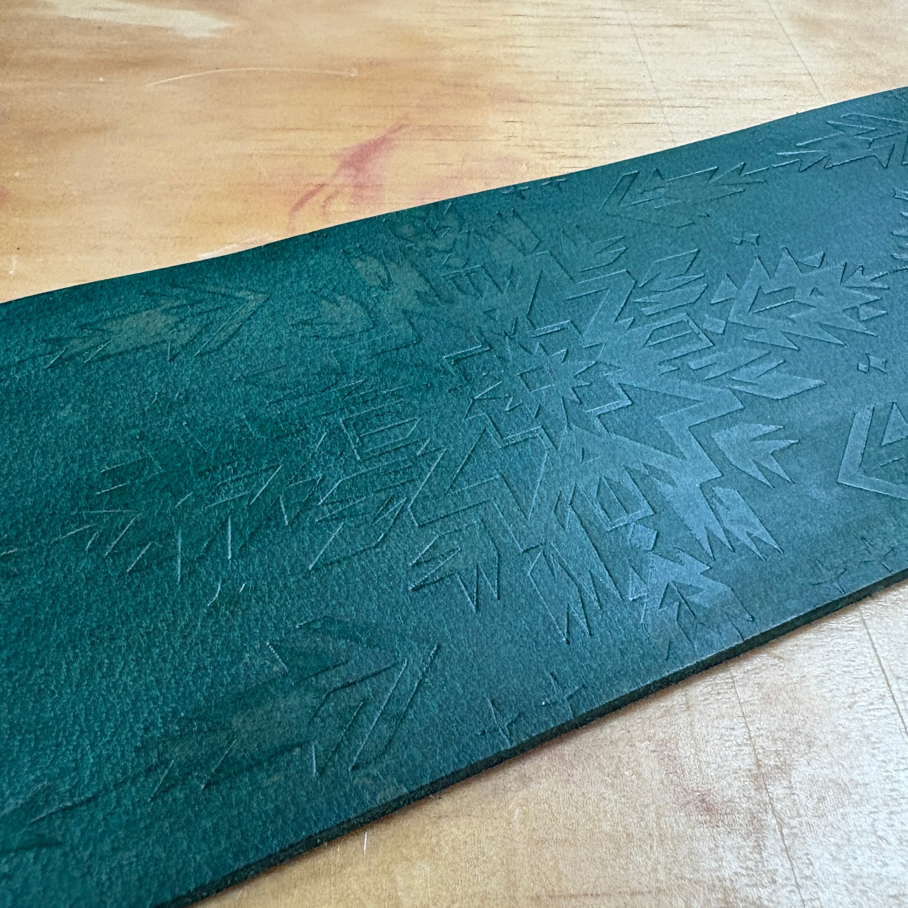 Handmade 36 in Forest Green Geometric Buffalo Belt