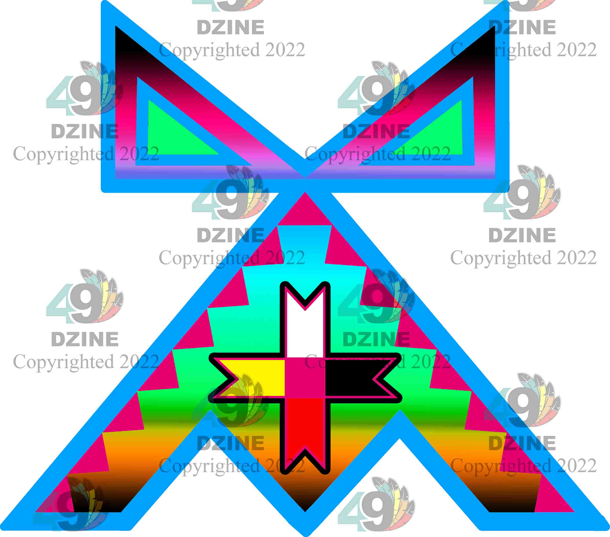 14-inch Geometric Transfer Rainbow Lodge