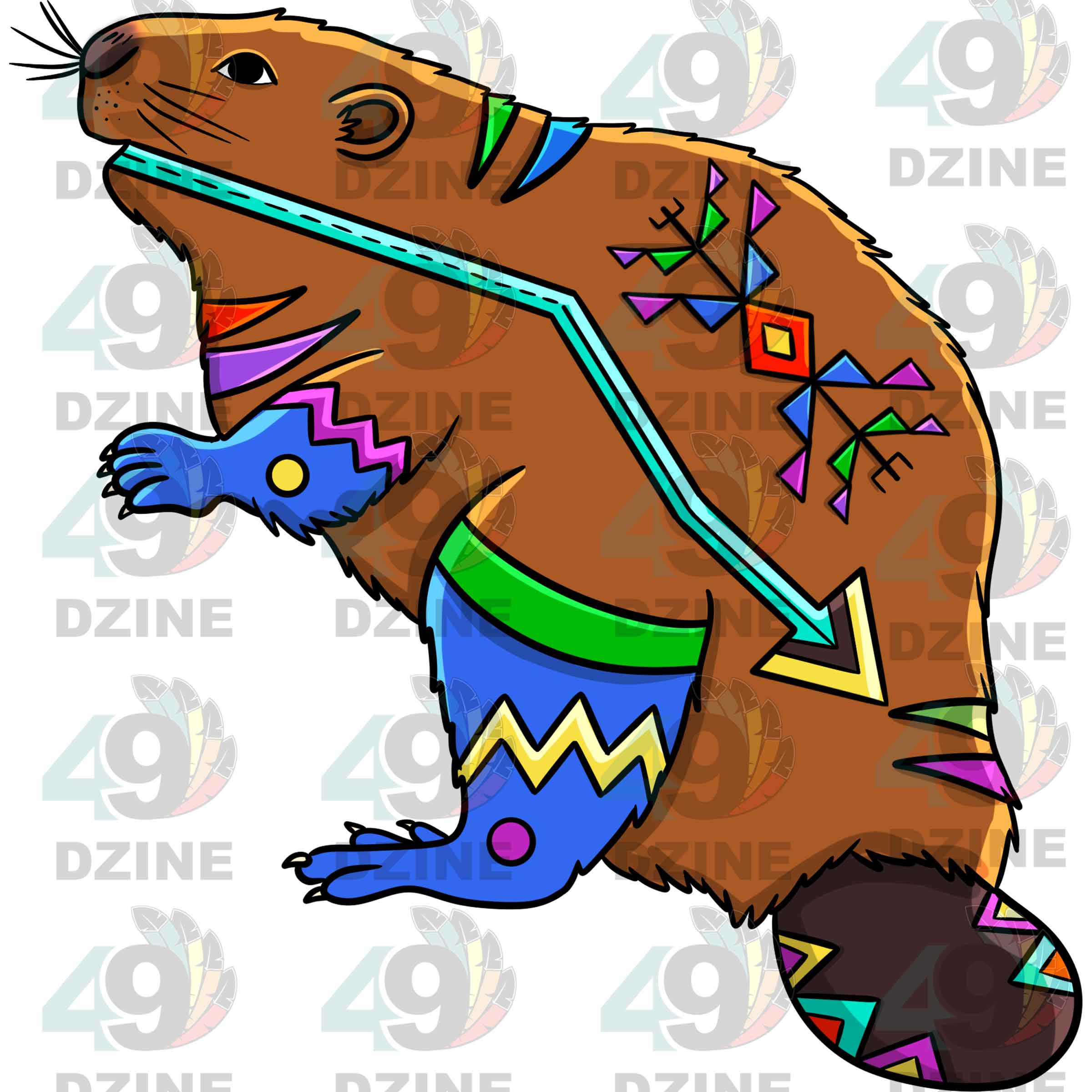 Beaver 5 Colored UV Sticker