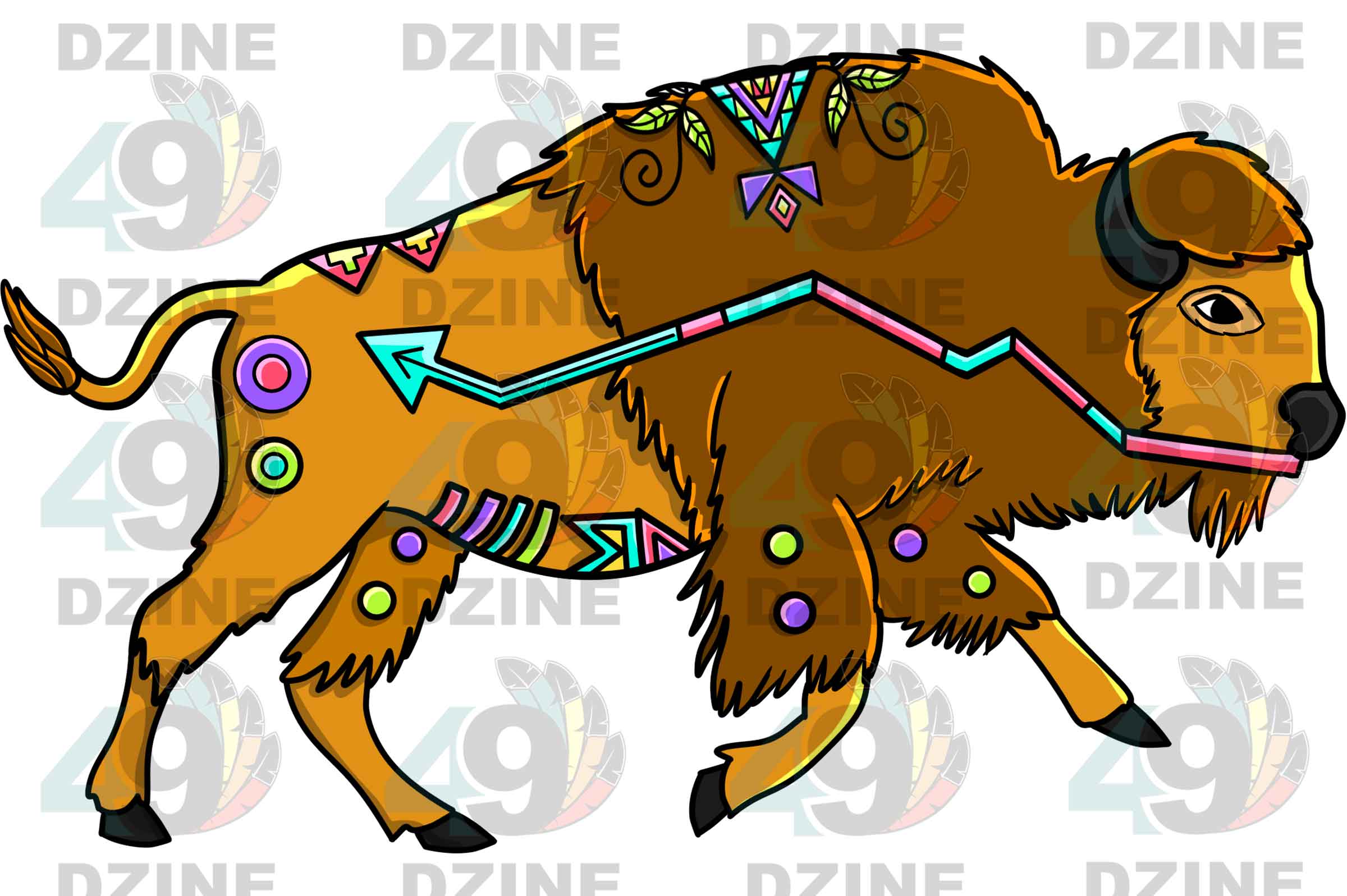 Buffalo 4 Colored UV Sticker