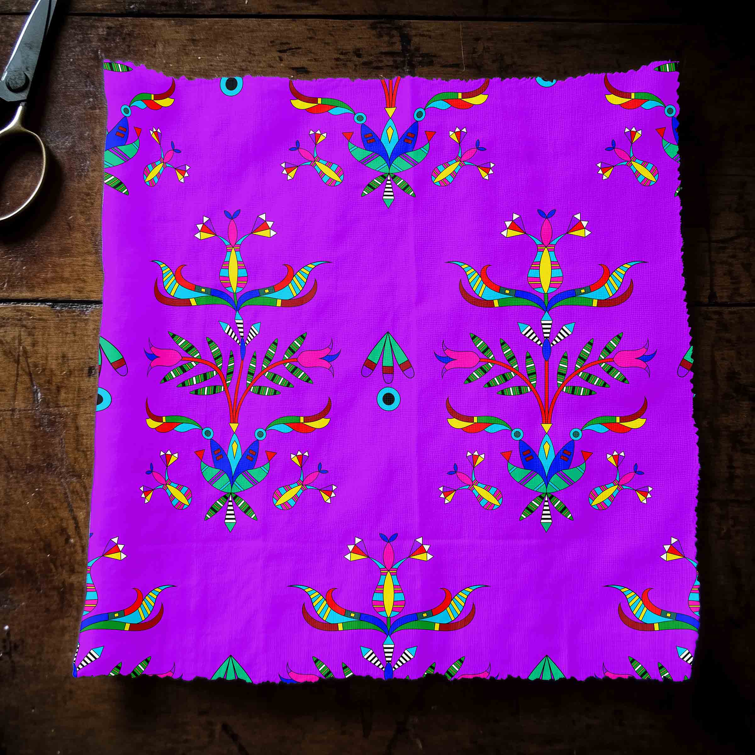 Dakota Damask Purple Cottom Poplin