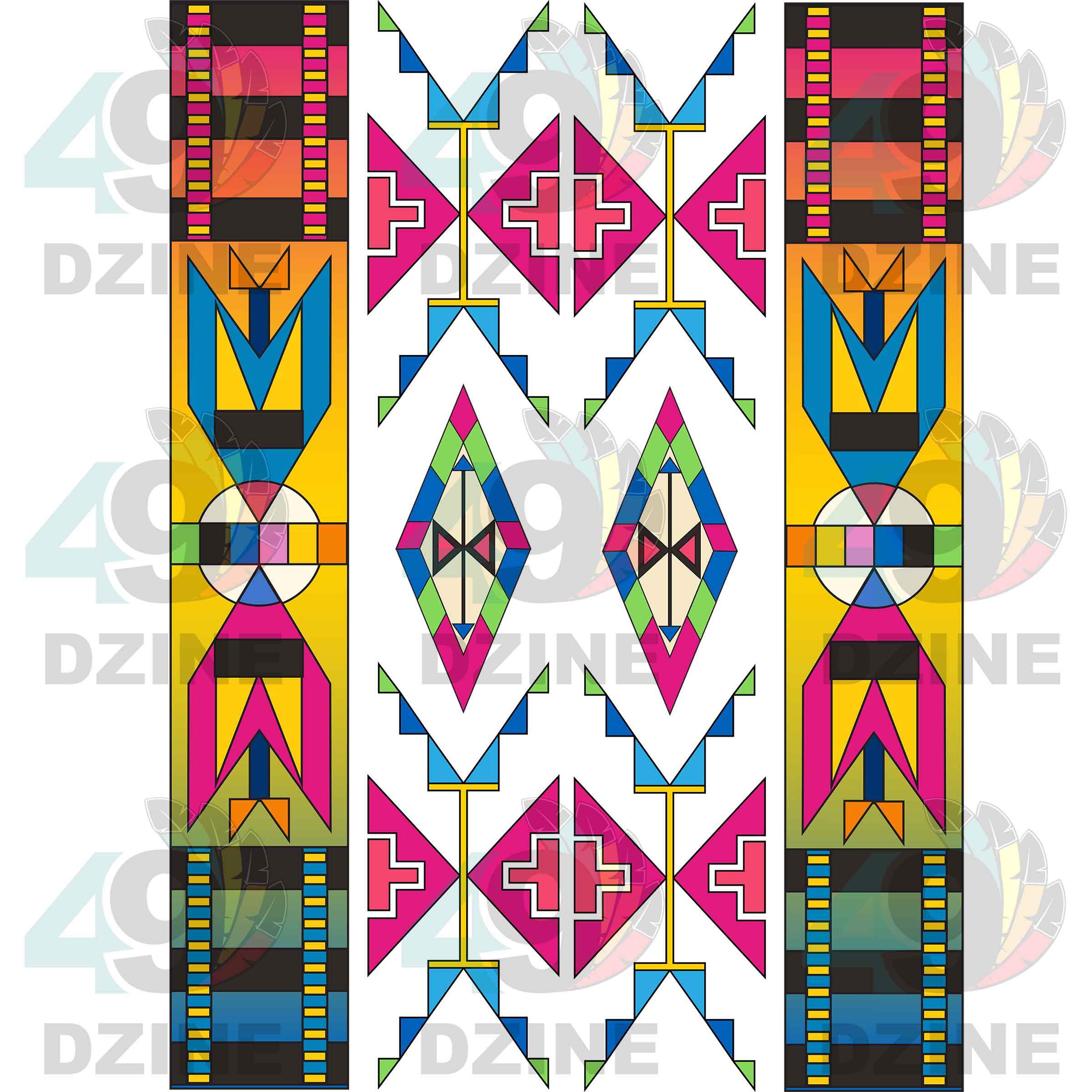 Fancy Dancer 1 with Geometric Design Two arm pieces Transfer (Various Sizes)