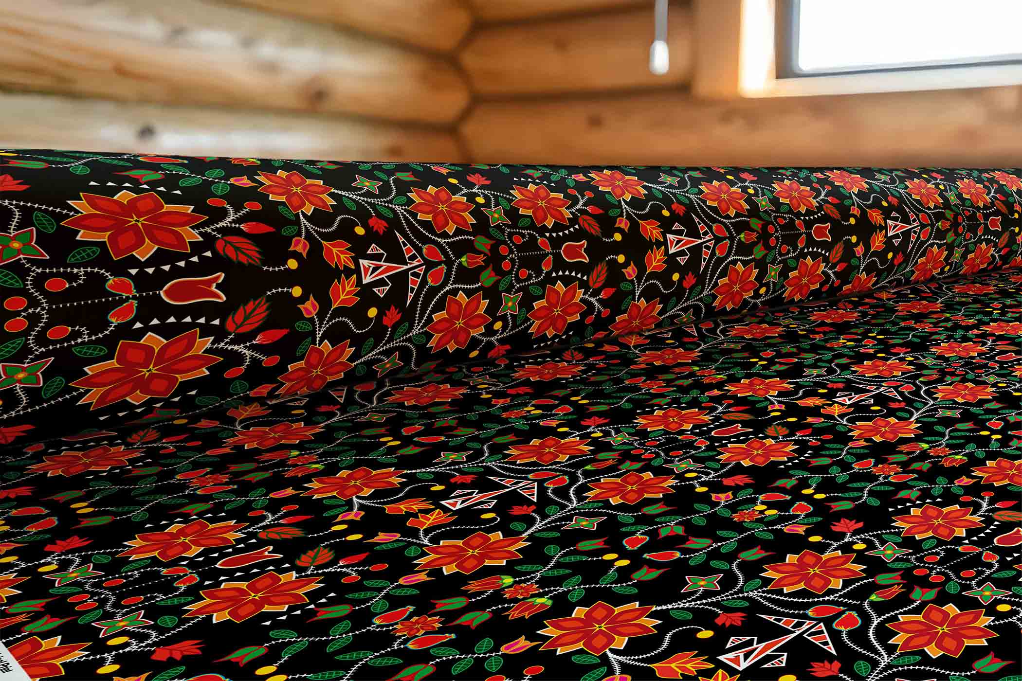 Floral Beadwork Six Bands Cotton Poplin
