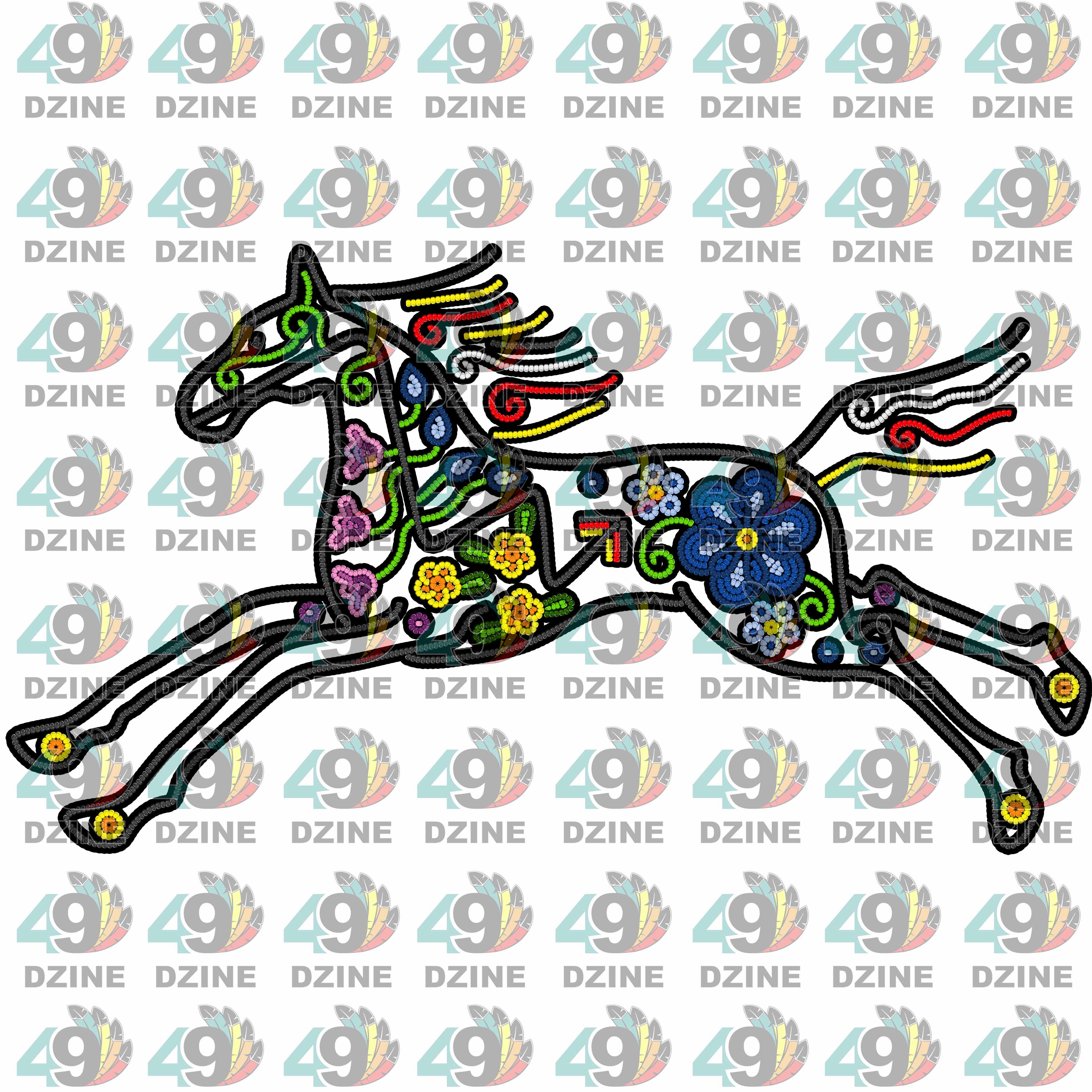 Floral Ledger Horse 01 UV Sticker