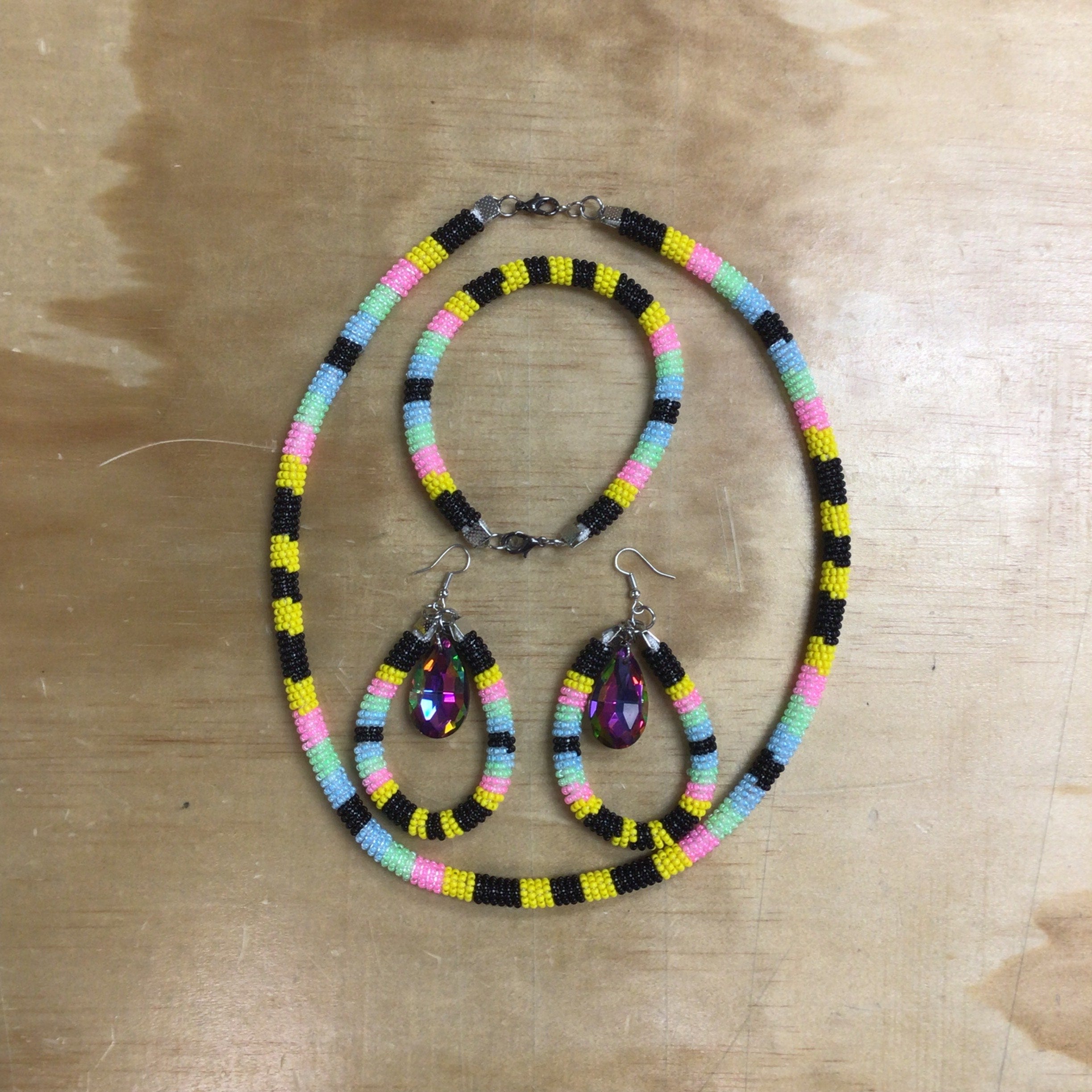 Anastasia Poucette Matching Earrings, Bracelet Necklace Set