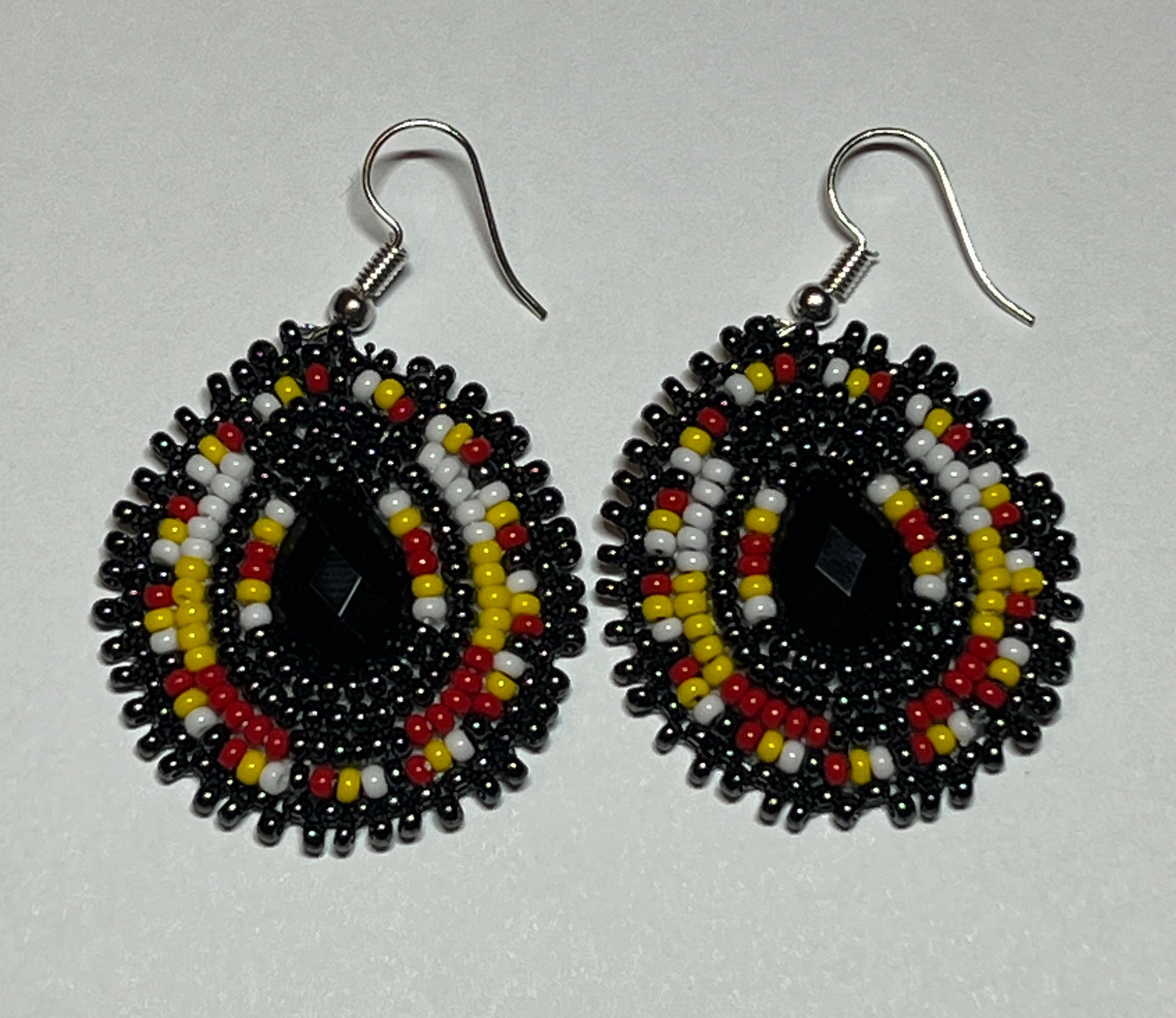 Brandon Swain Novlesky Black Crystal White Yellow Teardrop Earrings