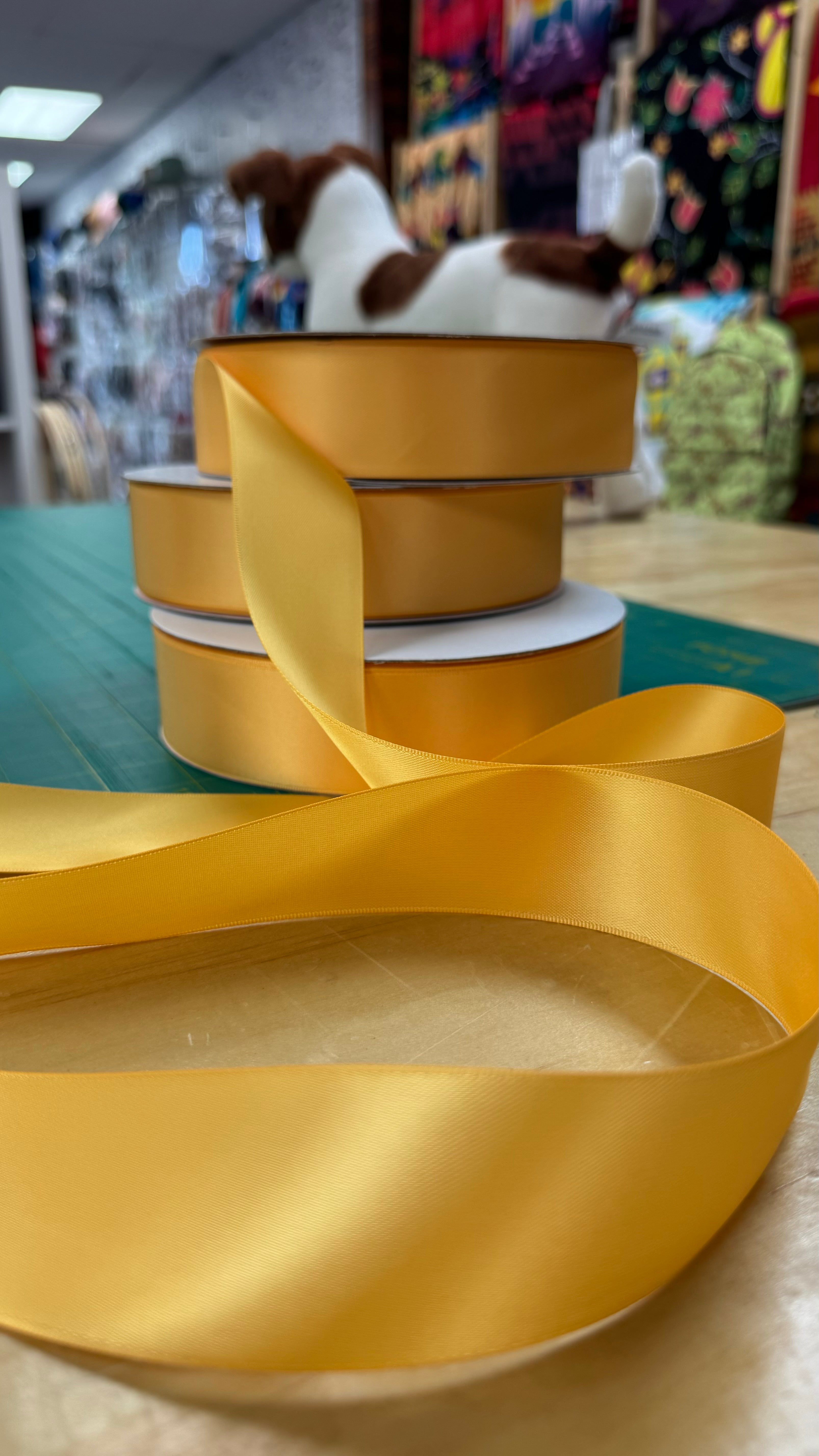 Maize 1.5 Inch Double Face Satin Ribbon 100 Yard Roll