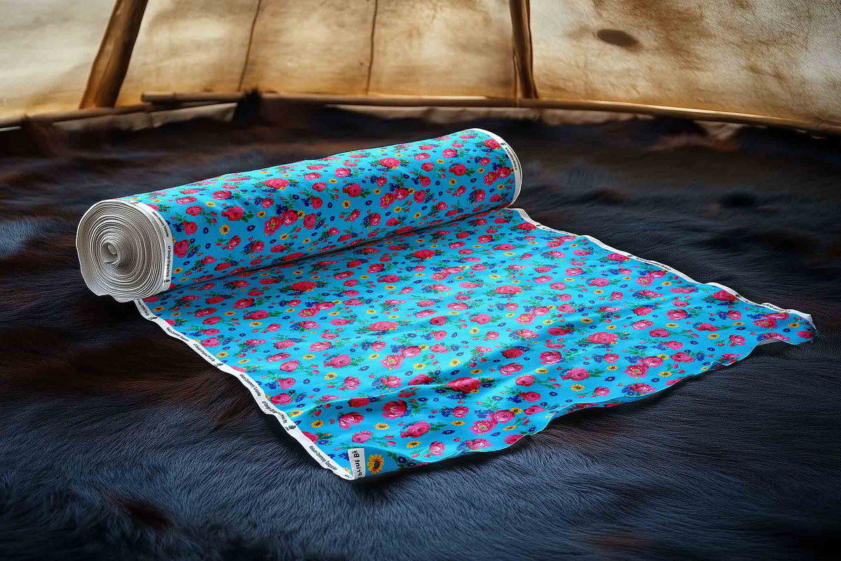 Kokum Ceremony Turquoise Cotton Poplin