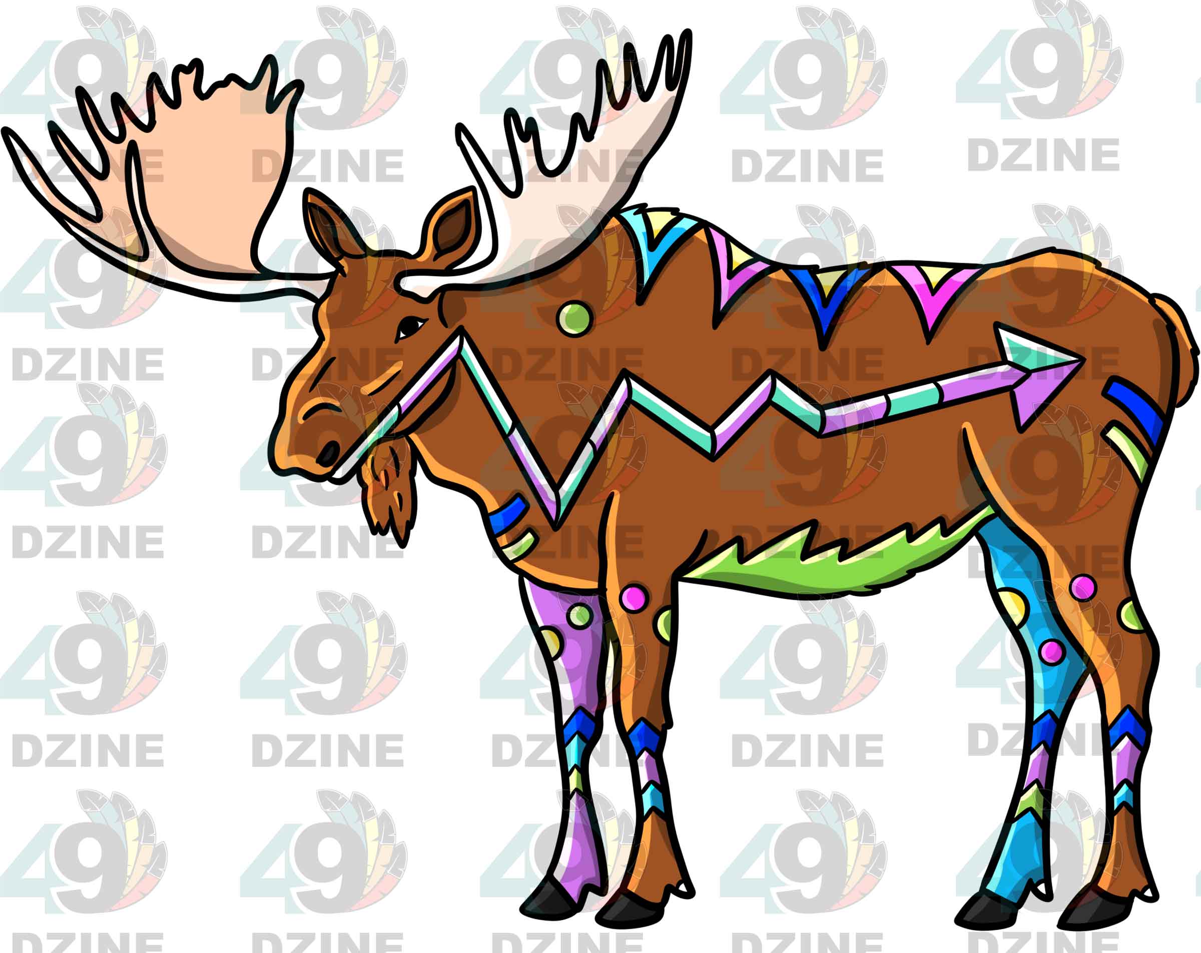 Moose 3 Colored UV Sticker