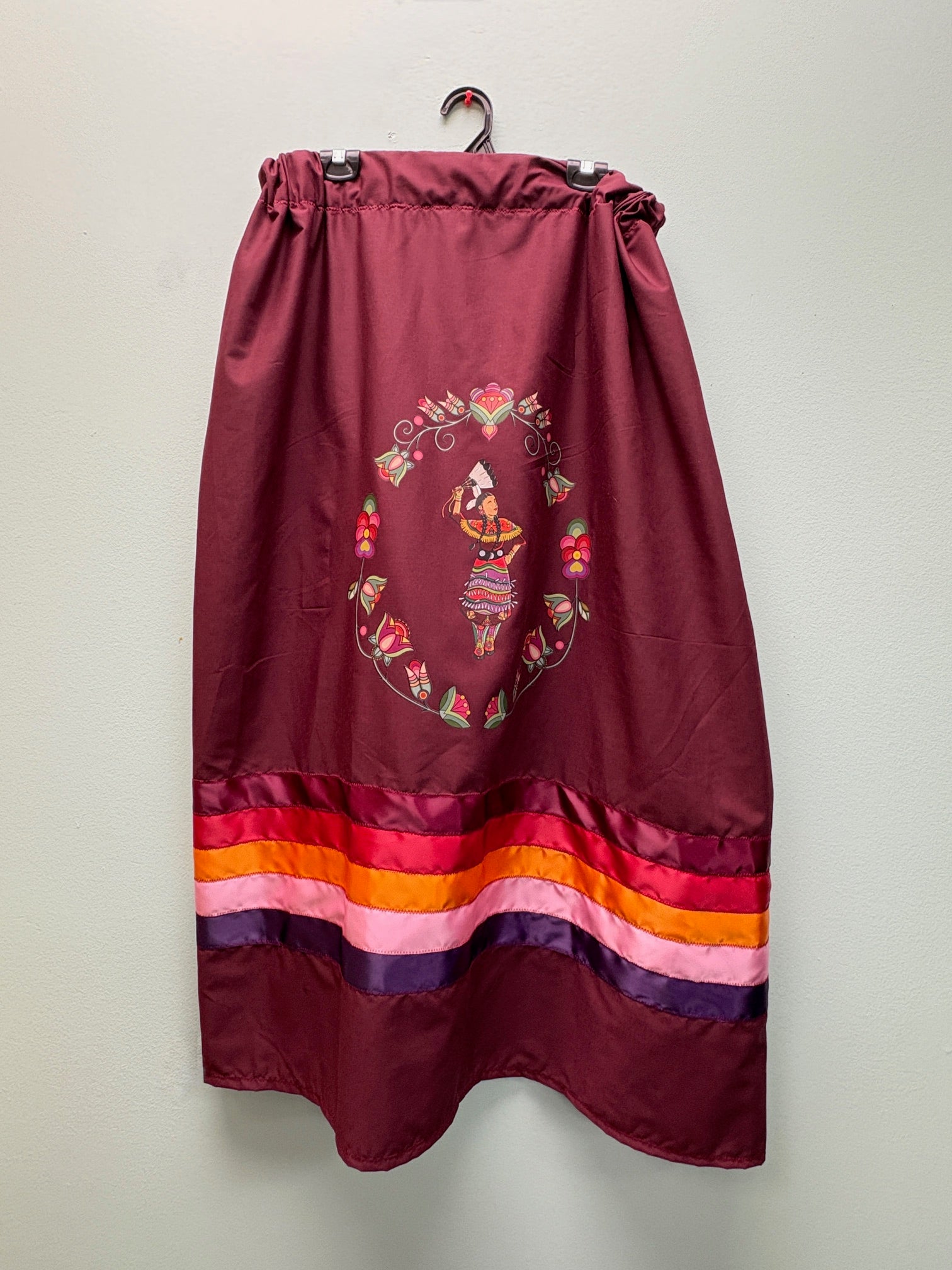 Burgundy Ribbon Skirt With Transfer