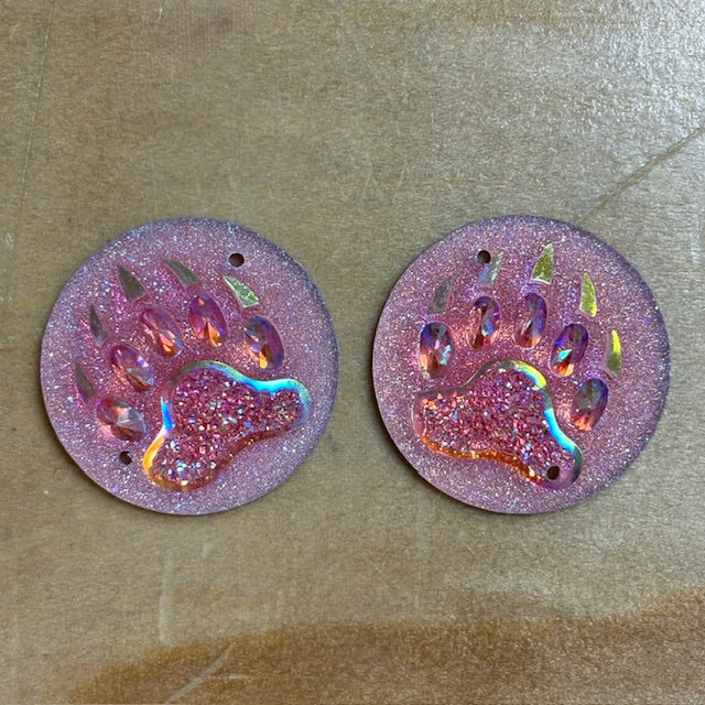 Bear Paw Circle Cabochons Set of 2